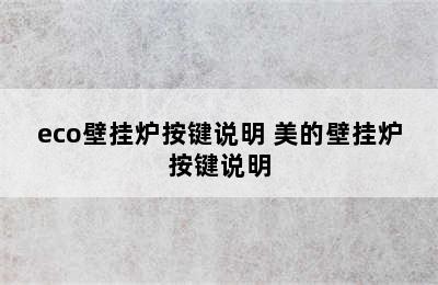 eco壁挂炉按键说明 美的壁挂炉按键说明